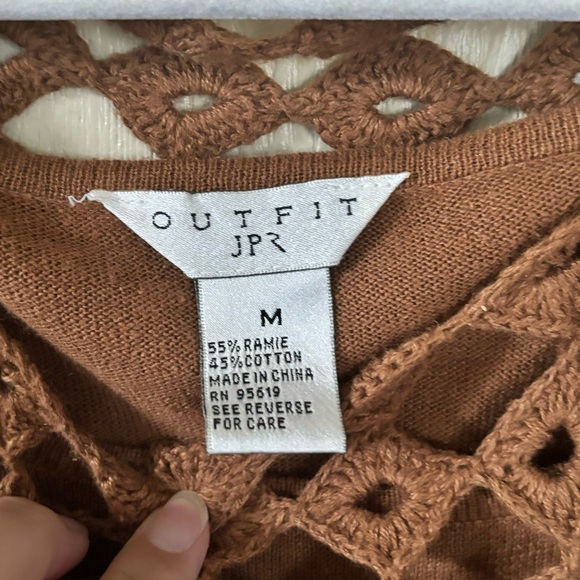 Outfit JP Brown, open checkered crochet top, two layer sweater, retro, bohemian - Picture 4 of 4